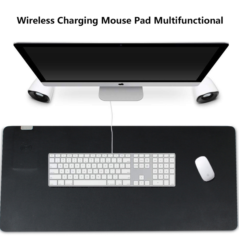 Wireless Charger PU Leather large waterproof Mouse Pad for office