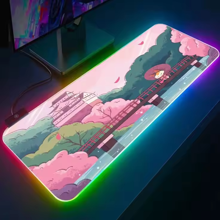 Non-Slip Rubber Base Custom Gaming Lighting Wireless RGB Mouse Pad LED Mousepad for 2024