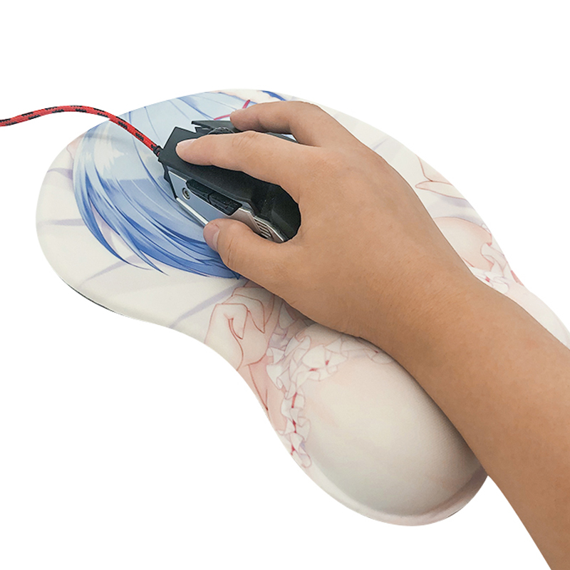 Mousepad with Smooth Wrist Rest Surface and Non-Slip PU Base for Pain Relief