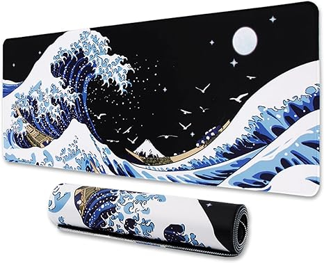 Gaming Laptop Mouse Pad,Sea Wave Big Mice Pads PC Keyboard Waterproof and Non-Slip