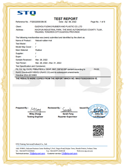 RoHs-Fuding rubber mat 2022 